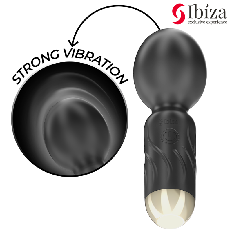 Mini vibratore wand tascabile IBIZA USB, 10 modalità, IPX5Massaggiatore Magic Wand