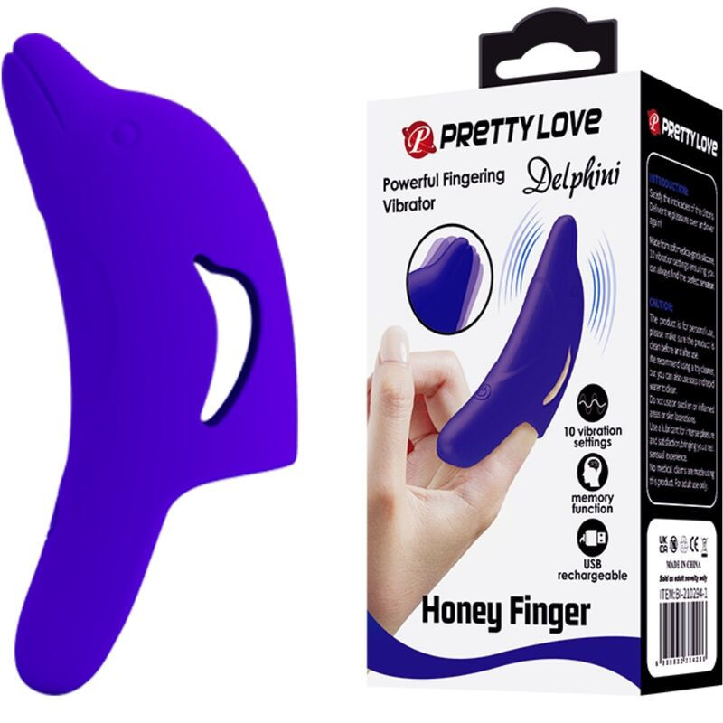 Estimulador de dedo recargable Delphini Pretty Love violeta 10Dedos chinos