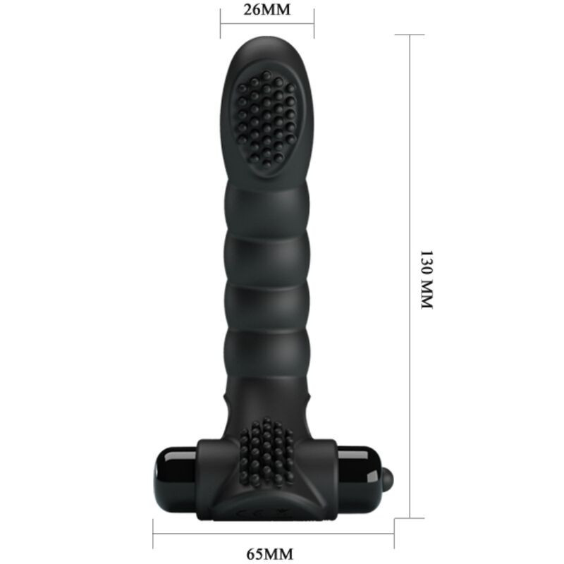 Vibrador de dedo em silicone preto Pretty Love Alexander 10 modosDedos chineses