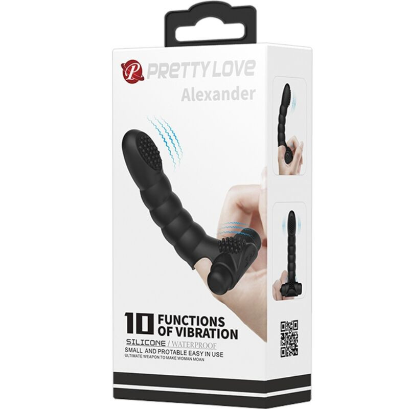 Black silicone finger vibrator Pretty Love Alexander 10 vibration modesChinese fingers