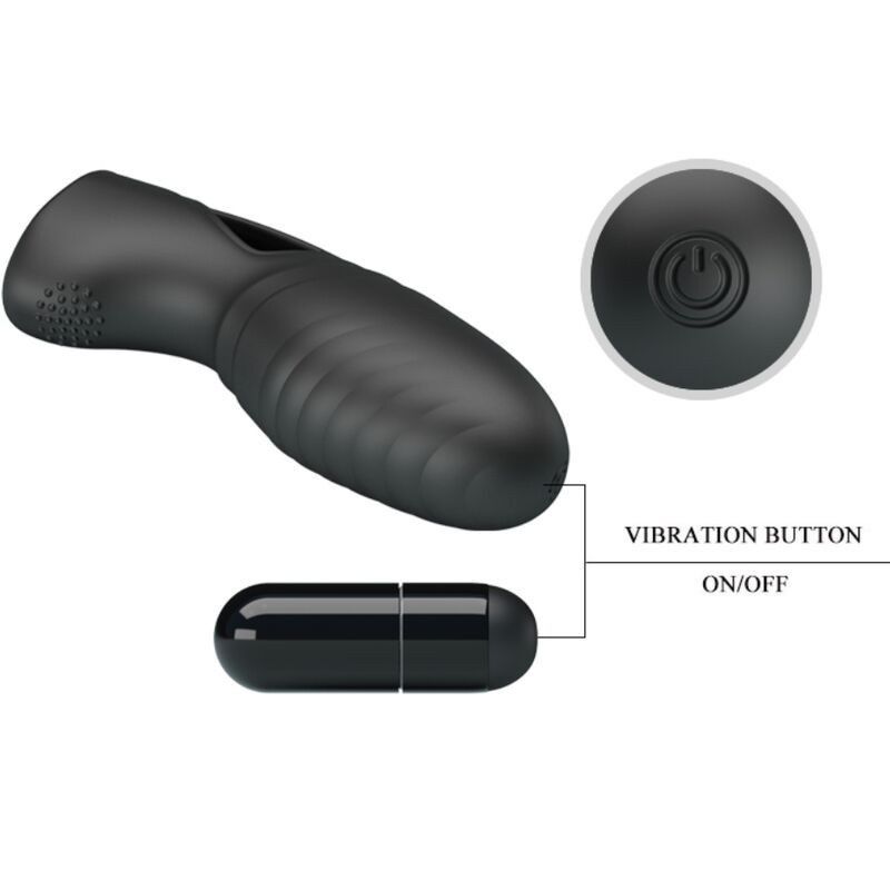 Vibrador de dedo em silicone Pretty Love Alan preto discretoDedos chineses