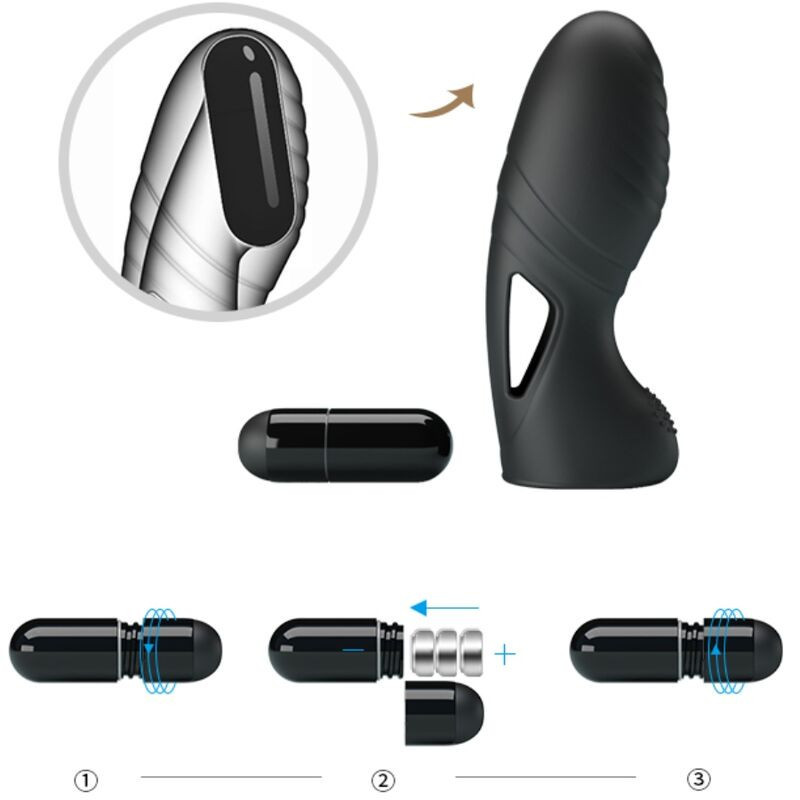 Vibromasseur doigt en silicone Pretty Love Alan noir discretDoigts chinois