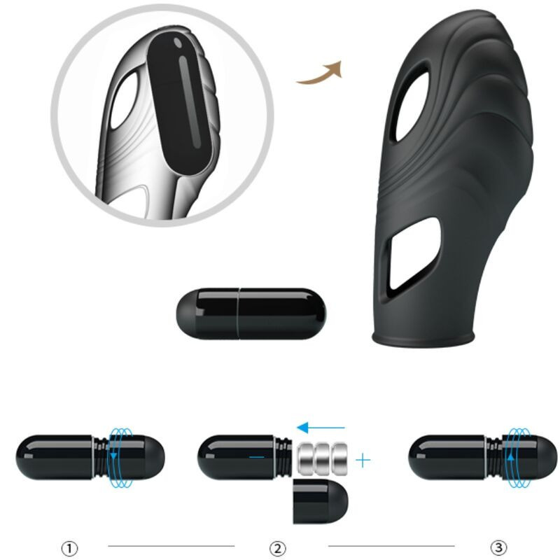 Vibratore da dito in silicone Pretty Love Lich nero, discretoDita cinesi