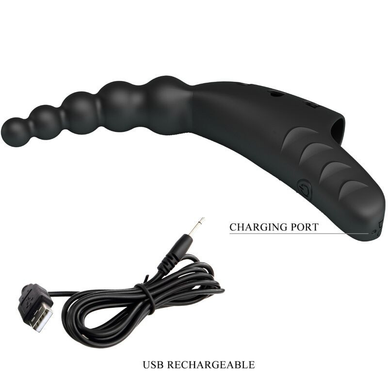 Vibrador de dedo recargable Pretty Love Jordin, 10 vibraciones negroDedos chinos