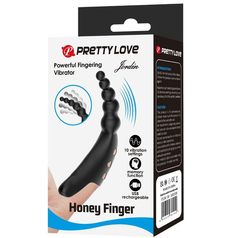 Wiederaufladbarer Finger-Vibrator Pretty Love Jordin, 10 Modi schwarzChinesische Finger