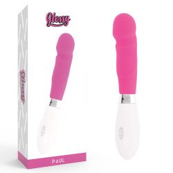 Vibrador ponto G Paul Glossy rosa vivo em silicone, 10 modosPonto G vibrante