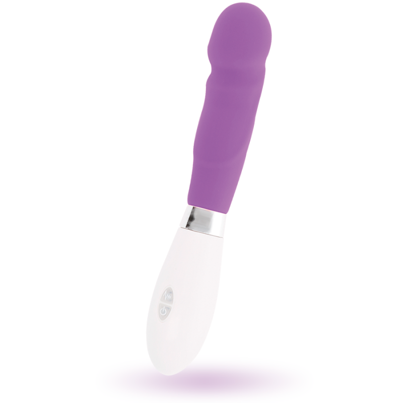 Klassischer Vibrator Paul gebogen, violettes Silikon, wasserdicht 12 cmPunkt G lebendig