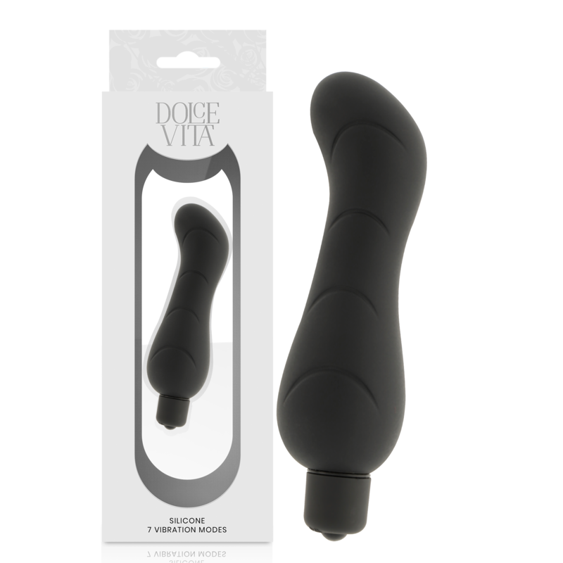 Vibratore punto G in silicone nero Dolce Vita, 7 modalità impermeabilePunto G vibrante