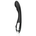 Vibromasseur rechargeable Kilian Black&Silver en silicone doux IPX6Point G vibrant