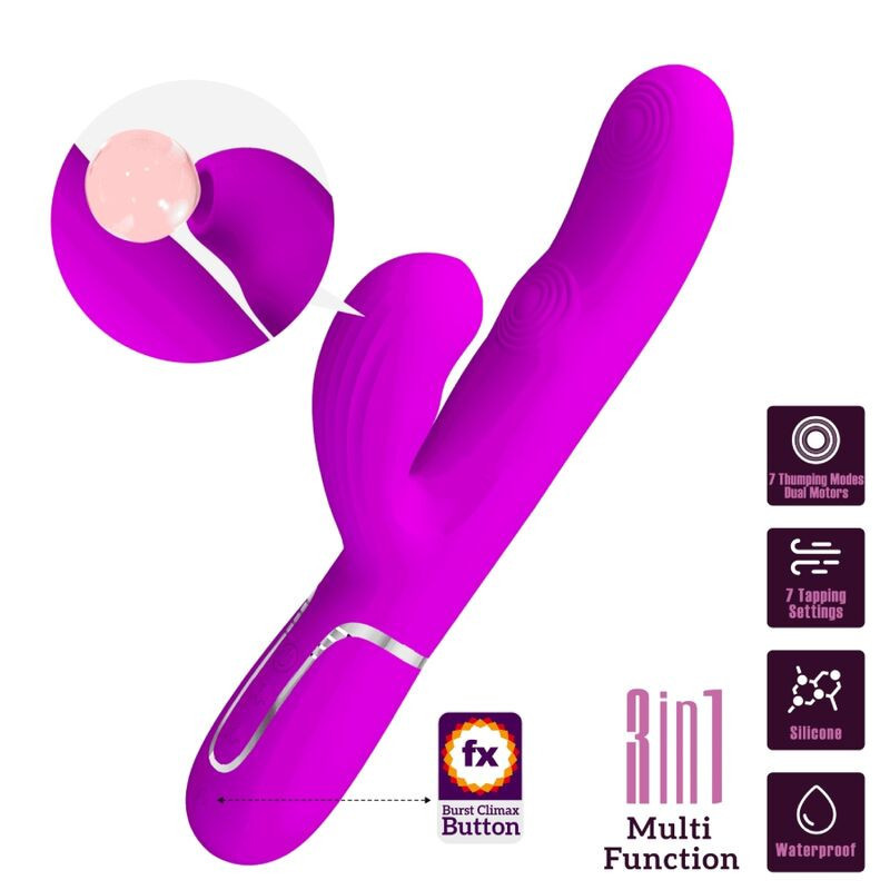 Pretty Love Perlita waterproof rabbit vibrator purple, rechargeableG Spot vibrant