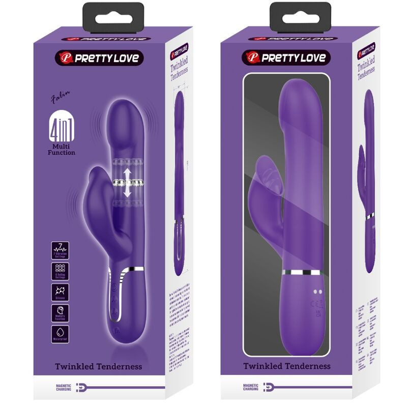 Vibratore rabbit Pretty Love Zalin 4 in 1 viola con perlePunto G vibrante