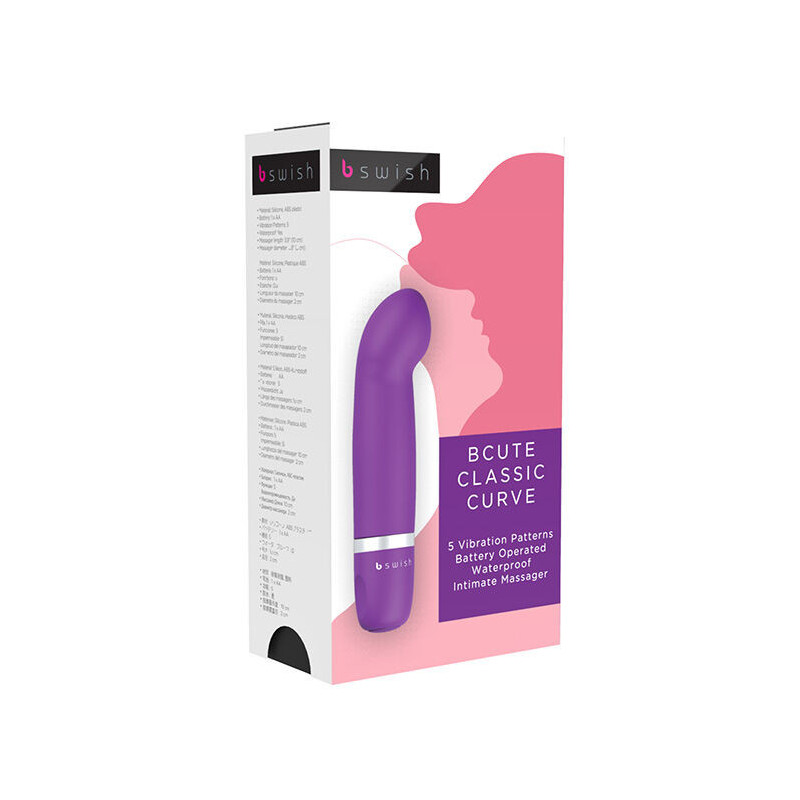 Vibromasseur compact courbé Bcute Classic Curve en silicone lilasPoint G vibrant