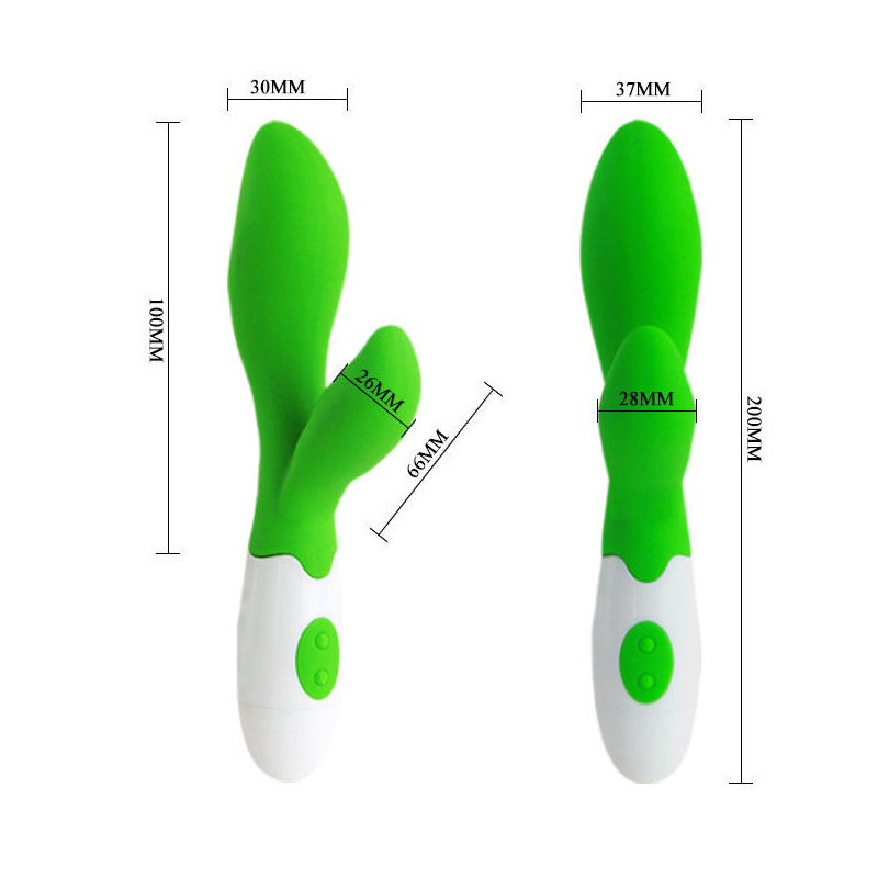 Vibromasseur rampant Pretty Love Owen vert et blanc silicone 20 cmPoint G vibrant