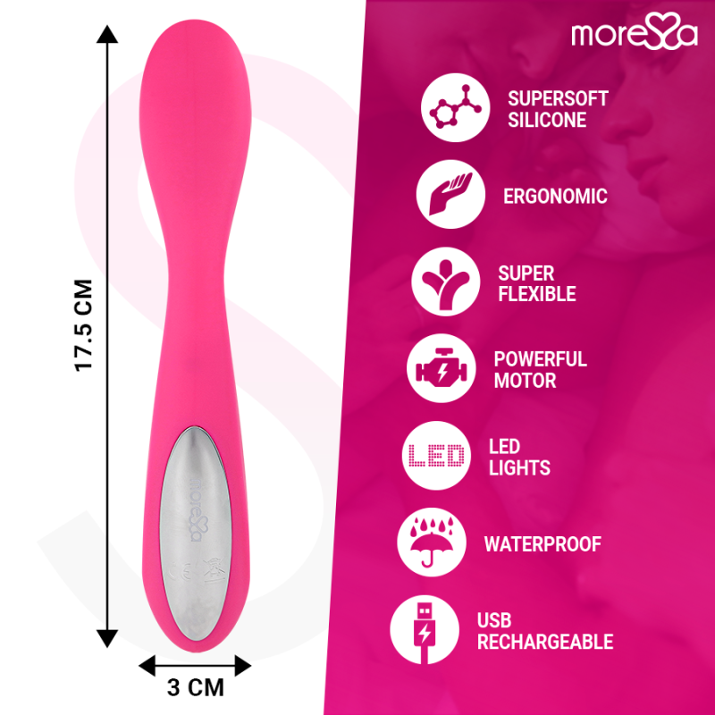 Vibromasseur rechargeable en silicone médical Moressa Druso 30 modesPoint G vibrant