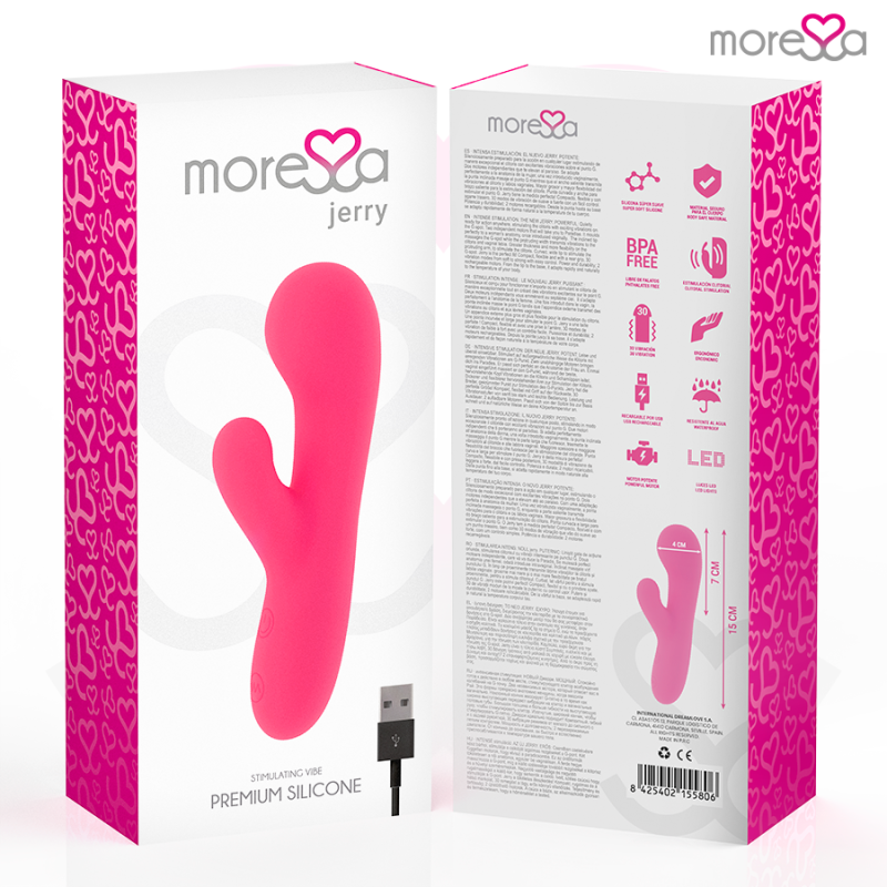 Vibromasseur rechargeable double moteur Moressa Jerry en siliconePoint G vibrant