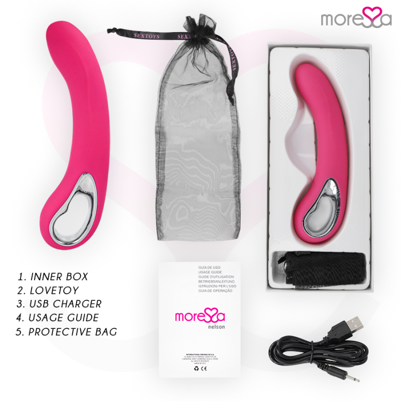 Vibrador recarregável Nelson Moressa em silicone médico à prova d’águaPonto G vibrante