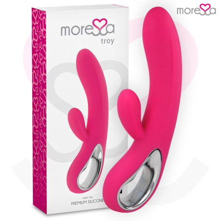 Vibrador rabbit Troy recargable de silicona premium impermeablePunto G vibrante