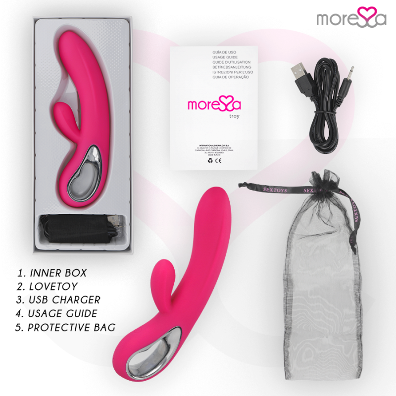 Vibromasseur rabbit rechargeable Troy en silicone premium étanchePoint G vibrant