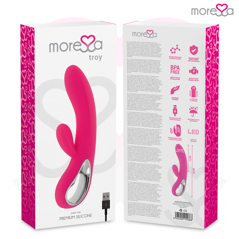 Vibromasseur rabbit rechargeable Troy en silicone premium étanchePoint G vibrant