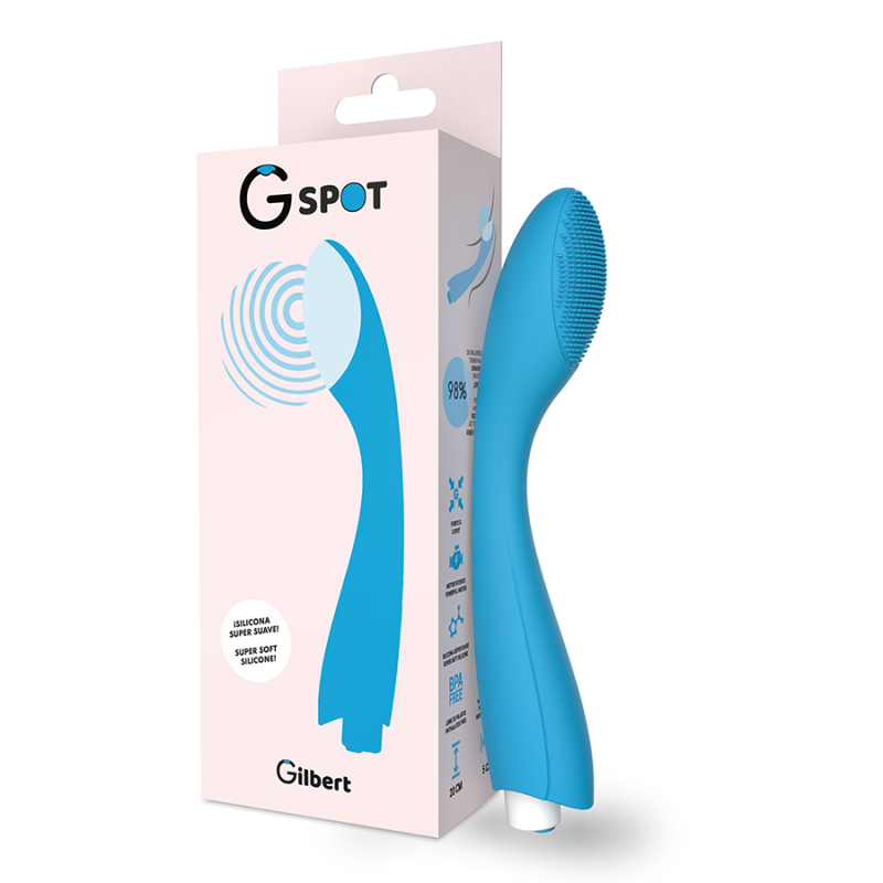 Wiederaufladbarer Gylbert G-Punkt-Vibrator türkis aus SilikonPunkt G lebendig