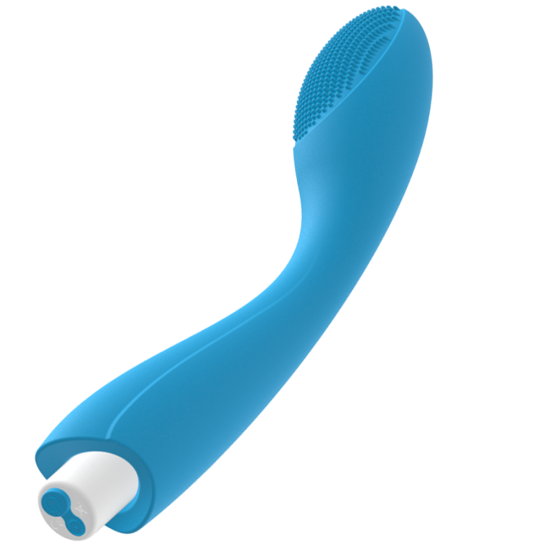 Vibromasseur point G rechargeable Gylbert turquoise en siliconePoint G vibrant
