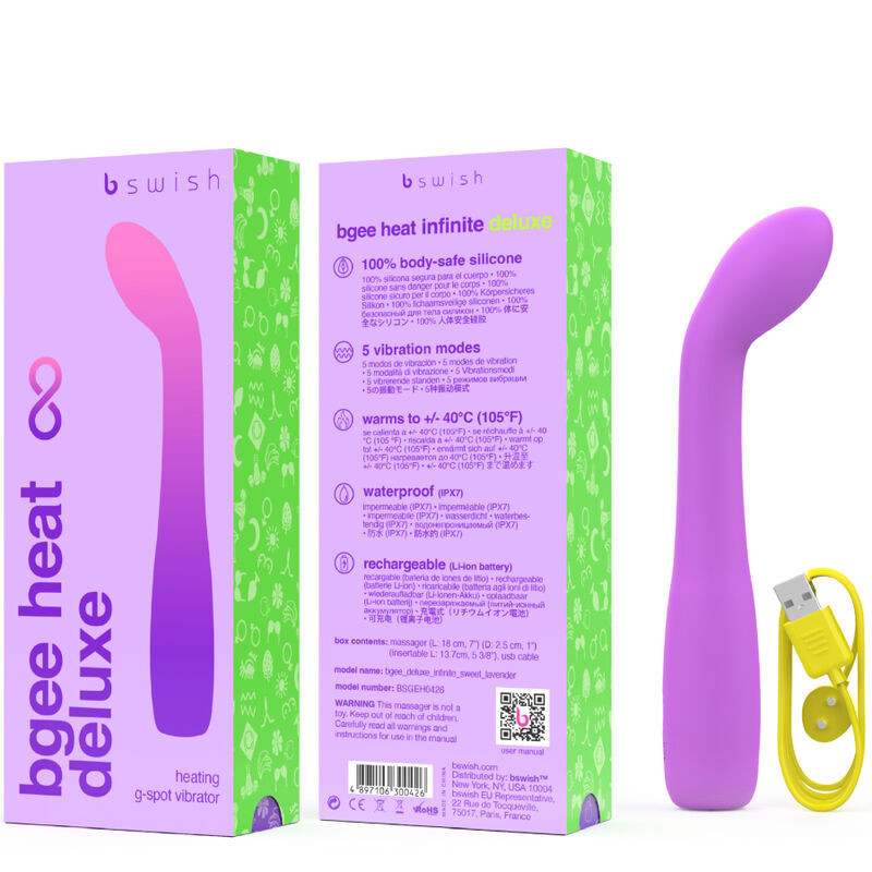 Vibromasseur chauffant rechargeable en silicone lavande Bgee HeatPoint G vibrant