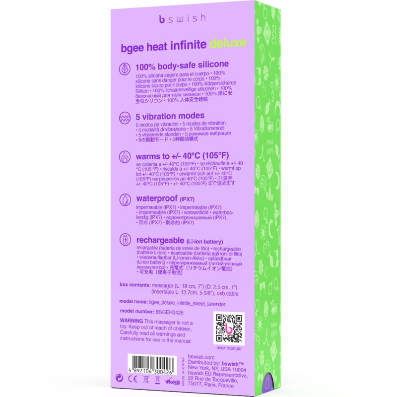 Vibromasseur chauffant rechargeable en silicone lavande Bgee HeatPoint G vibrant