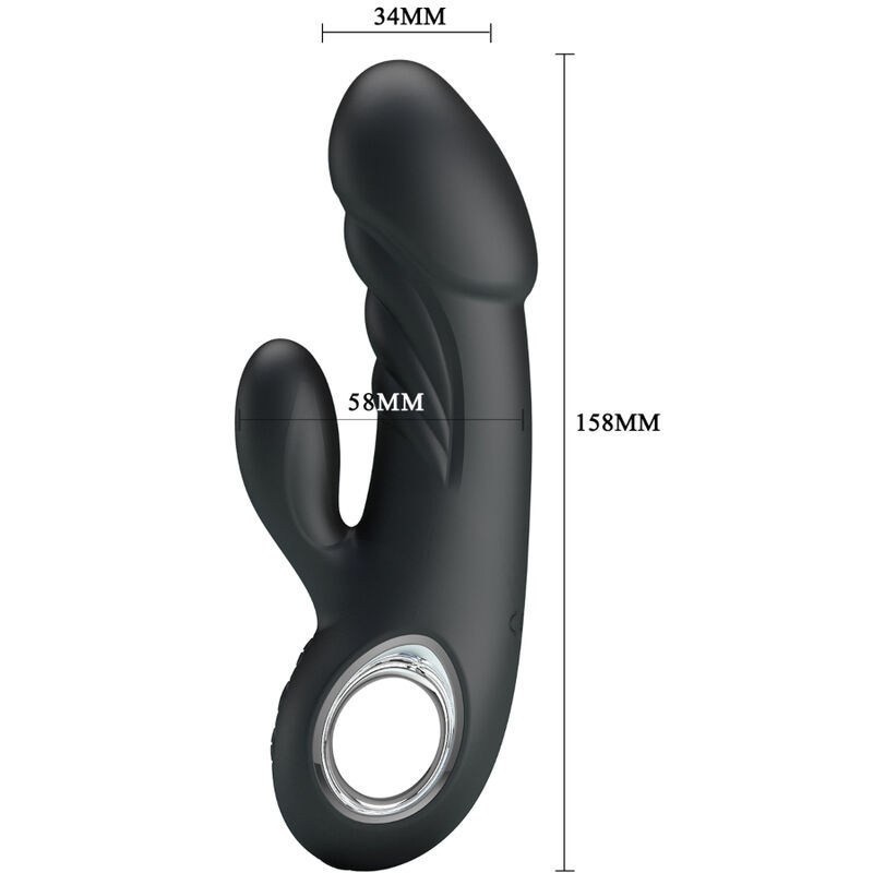 Vibrador ponto G e clitóris Pretty Love Ansel silicone pretoPonto G vibrante