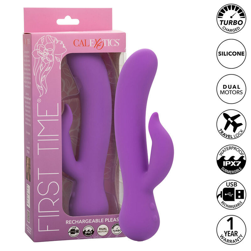 Vibrador recargable violeta de doble estimulación First Time PleaserPunto G vibrante