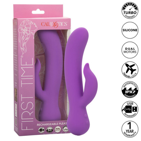 Vibrador recargable violeta de doble estimulación First Time PleaserPunto G vibrante