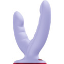 Dildo doble con ventosa Ryde Fun Factory violeta, manos libresPunto G no vibrante