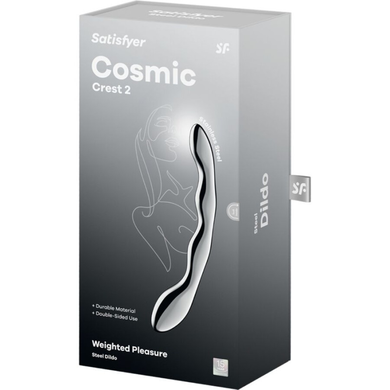 Godemiché double embout en acier inoxydable Satisfyer Cosmic Crest 2Point G non vibrant
