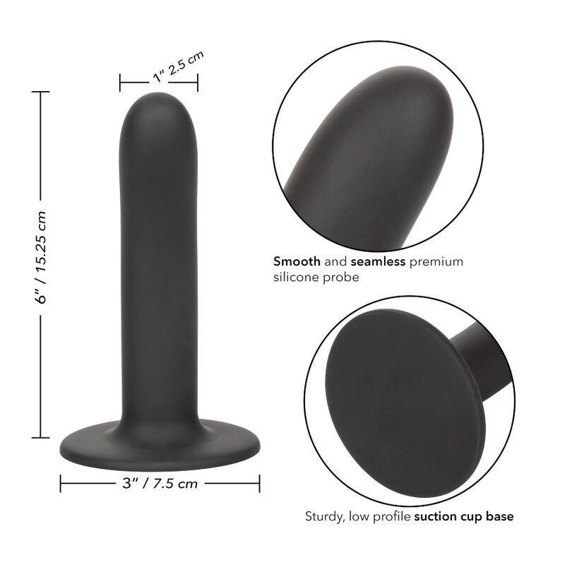 Dildo liso de silicone 15,3 cm para arnês com ventosaPonto G não vibrante