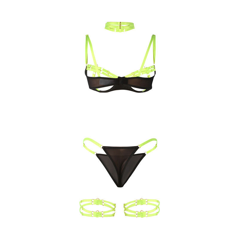 Dessous-Set mit Halsband und Beinharness SUBBLIMESinnliche Damen-Sets