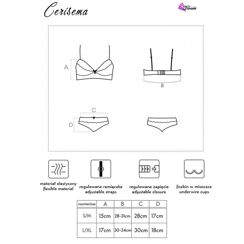 Set lingerie Livco Corsetti Cerisema reggiseno e slipSet Sensuale