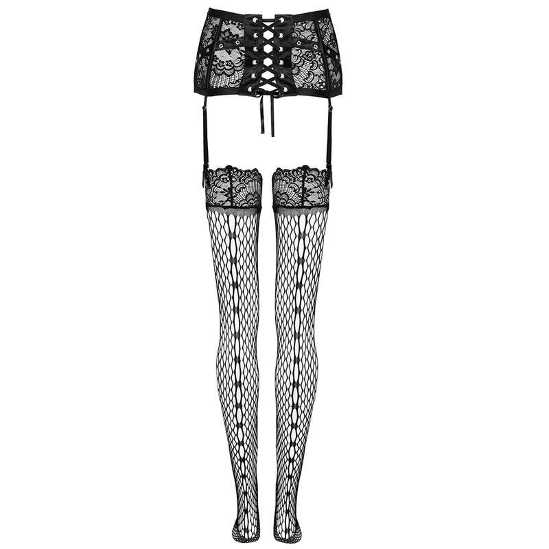 Ensemble porte-jarretelles Livco Corsetti avec bas résille assortisEnsembles Sexy