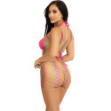 Ensemble lingerie résille arc-en-ciel Leg Avenue top et shortyEnsembles Sexy