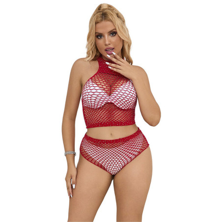 Conjunto de lencería de rejilla SubblimeConjuntos Sensuales