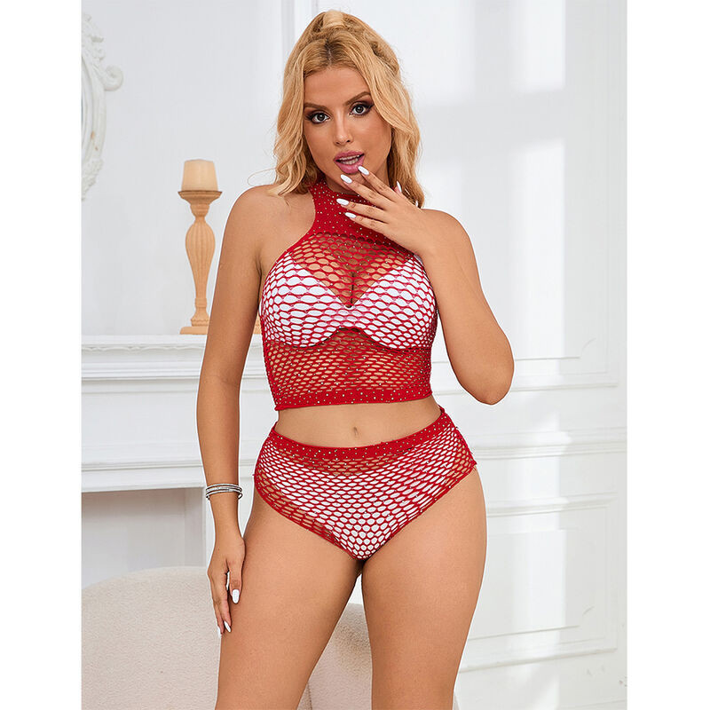Conjunto de lencería de rejilla SubblimeConjuntos Sensuales
