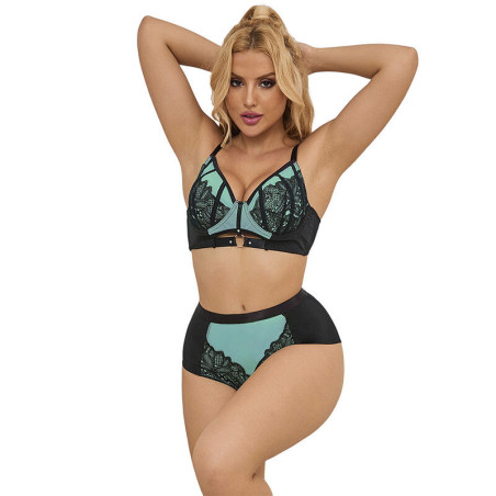 Completo lingerie SUBBLIME con catene decorative e rete cuoreSet Sensuale