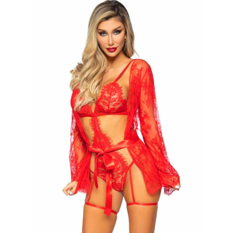Ensemble lingerie teddy avec peignoir et porte-jarretelles Leg AvenueEnsembles Sexy