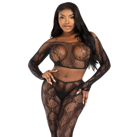 Set lencería rejilla efecto pitón Leg AvenueConjuntos Sensuales